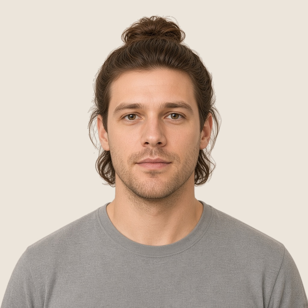 Man bun on the sample face