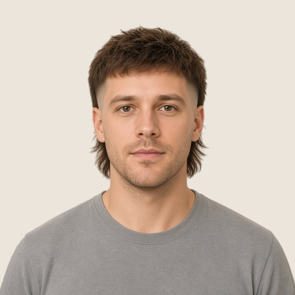 Modern mullet on the sample face